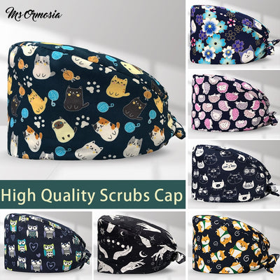 Scrubs caps for Pet Grooming, Agency Work, Veterinary, Nursing, Lab, Surgery Cap Unisex (Free Shipment)
