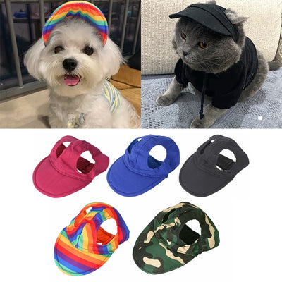 Stylish Pet Dog Hat Sunscreen Baseball Cap for Outdoor Sports Hat With Ear Holes Adjustable Hat   (Sizes S - XL)  (Many Choices of Different Hats Here)