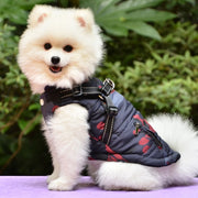 Winter Dog Coat Jacket with Vest Harness with Reflective Strips XS-XXL for Small to Large Dogs