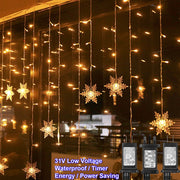 LED Snowflake Lights Window Curtain Garland Christmas Decoration Waterproof Outdoor Fairy String Light 31V  8 Modes