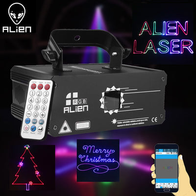 ALIEN RGB Smart Animation Laser Projector Bluetooth-compatible APP Control DMX512 Scanner DJ Disco Party 500MW 1W Stage Lighting