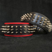 TOUGH DANGER SPIKE COLLAR - - TOP QUALITY HANDCRAFTED - GENUINE LEATHER - IMPORTED