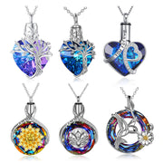 Heart Shaped Crystal Tree Urn Necklace Ashes Keepsake Pendant Jewelry Gifts For Women Girls