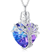 Heart Shaped Crystal Tree Urn Necklace Ashes Keepsake Pendant Jewelry Gifts For Women Girls