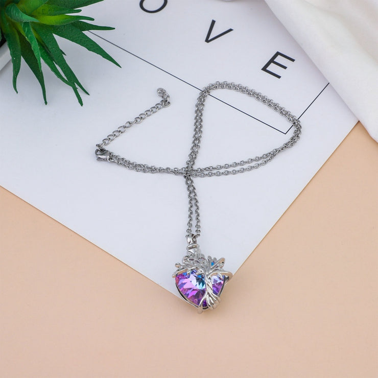 Heart Shaped Crystal Tree Urn Necklace Ashes Keepsake Pendant Jewelry Gifts For Women Girls