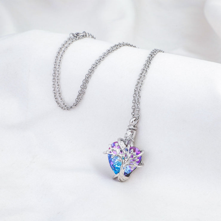 Heart Shaped Crystal Tree Urn Necklace Ashes Keepsake Pendant Jewelry Gifts For Women Girls