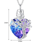 Heart Shaped Crystal Tree Urn Necklace Ashes Keepsake Pendant Jewelry Gifts For Women Girls