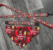 Halloween Spooky Doll Dog Collar and Leash Set - Matching Collar, Leash, and Bandana - Halloween Dog Collar and Leash Dog Collar Set